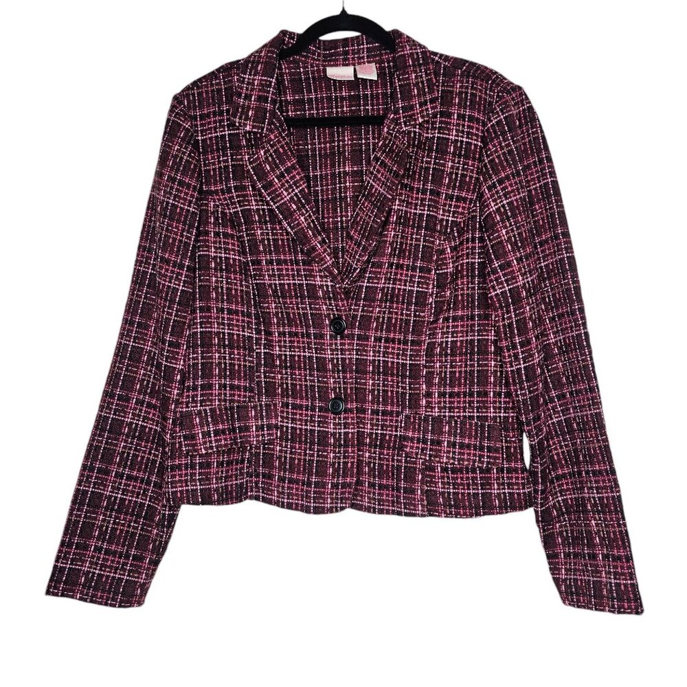 ❤️Y2k Vintage Xhilaration Pink Purple Tweed 2 Button Blazer Jacket Lightweight